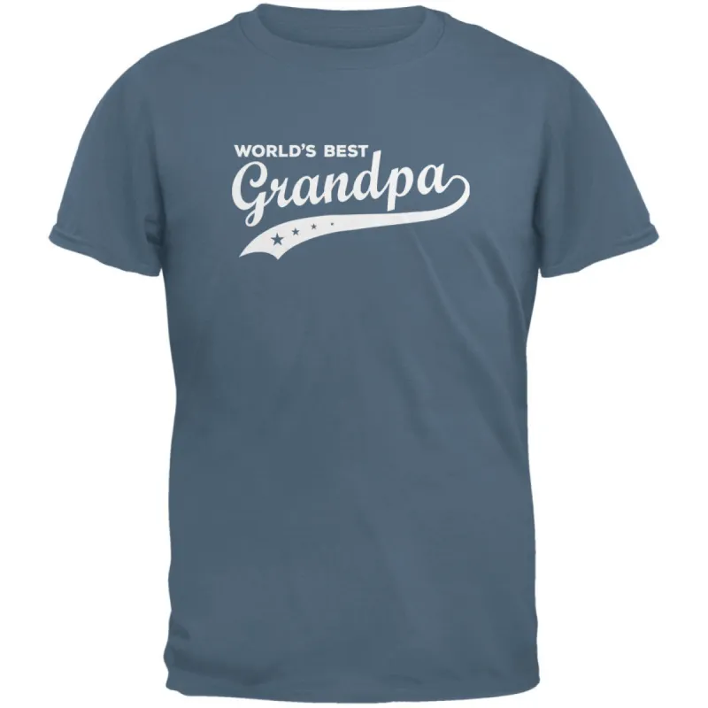 Father's Day - World's Best Grandpa Indigo Blue Adult T-Shirt sold by Old Glory
