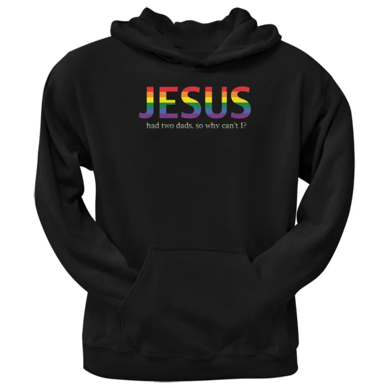 Two Dads Jesus Gay Funny Black Adult Hoodie sold by Old Glory