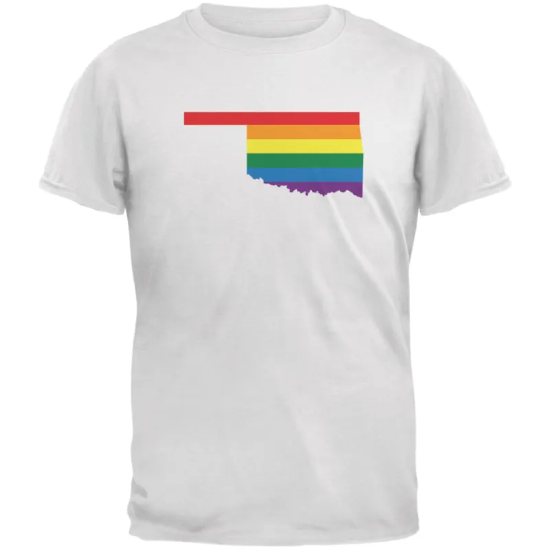 Oklahoma LGBT Gay Pride Rainbow White Adult T-Shirt sold by Old Glory