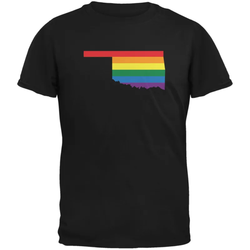 Oklahoma LGBT Gay Pride Rainbow Black Adult T-Shirt sold by Old Glory