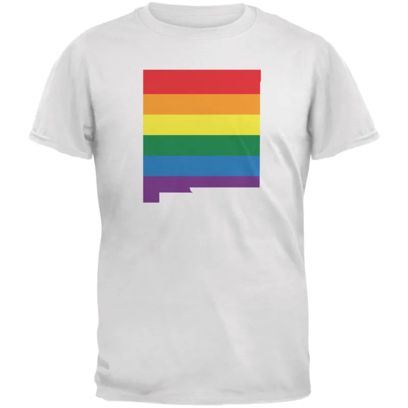 New Mexico LGBT Gay Pride Rainbow White Adult T-Shirt sold by Old Glory