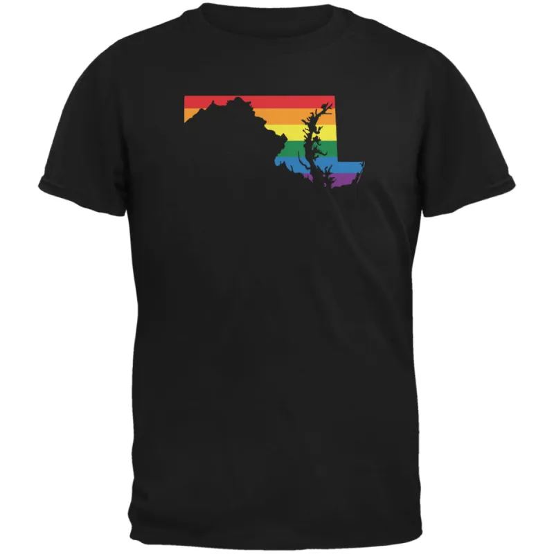 Maryland LGBT Gay Pride Rainbow Black Adult T-Shirt sold by Old Glory