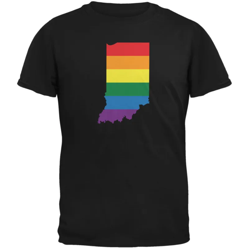 Indiana LGBT Gay Pride Rainbow Black Adult T-Shirt sold by Old Glory