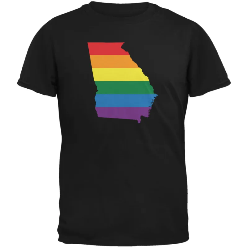 Georgia LGBT Gay Pride Rainbow Black Adult T-Shirt sold by Old Glory