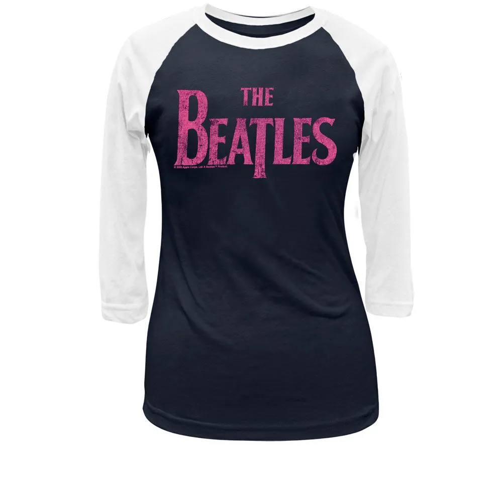 The Beatles - Distressed Pink Band Ladies Raglan T Shirt sold by Old Glory
