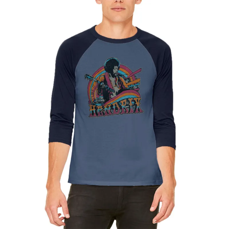 Jimi Hendrix - Distressed Guitar Ladies Raglan T Shirt sold by Old Glory