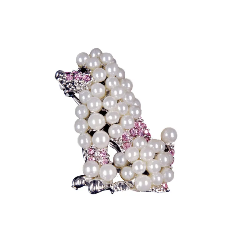 Poodle Pink and Silver Pearl Bar Pin sold by Old Glory