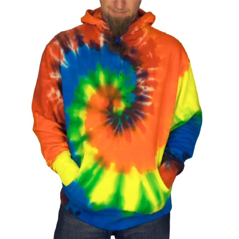Swirl Tie Dye Quarter-Zip Mens Hoodie sold by Old Glory