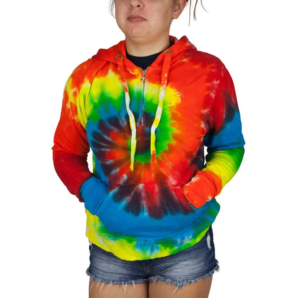 Tie Dye Womens 1/4 Zip Hoodie sold by Old Glory product image thumbnail 3