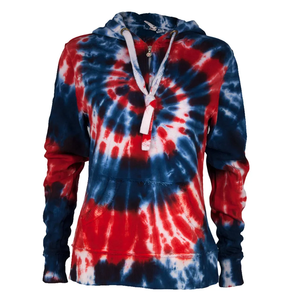 Tie Dye Womens 1/4 Zip Hoodie sold by Old Glory product image thumbnail 4