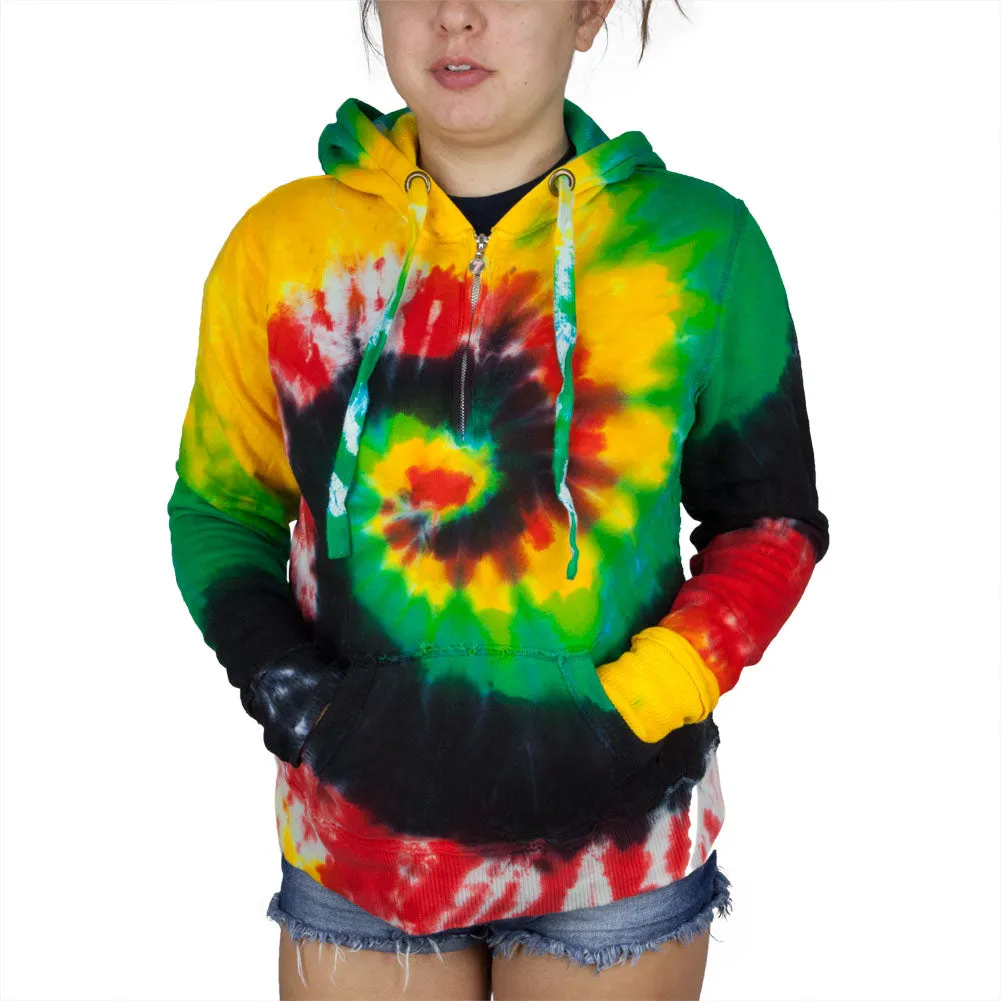 Tie Dye Womens 1/4 Zip Hoodie sold by Old Glory product image thumbnail 2