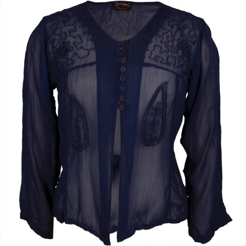 Gauze Slit Navy Blouse sold by Old Glory