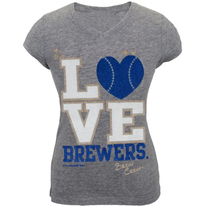Milwaukee Brewers - Glitter Love Girls Juvy T-Shirt sold by Old Glory