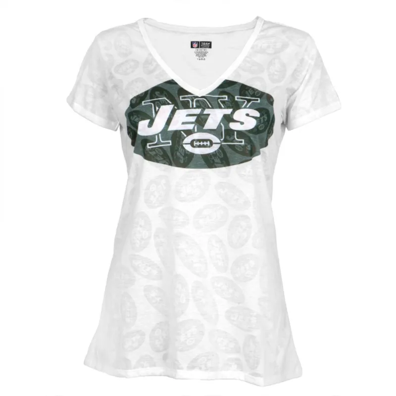 New York Jets Logo Juniors Burnout V-Neck T-Shirt sold by Old Glory