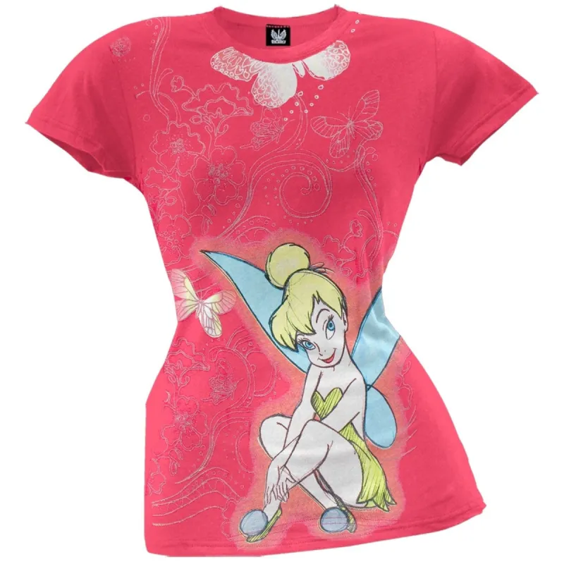 Tinkerbell - Glitter Flowers Juniors T-Shirt sold by Old Glory