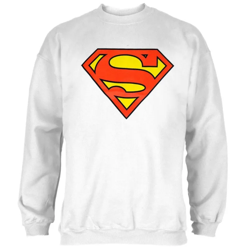 Superman - Shield Logo White Crew Neck Sweatshirt sold by Old Glory