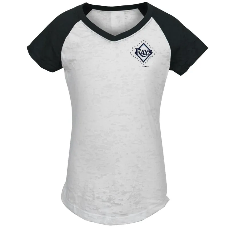 Tampa Bay Rays - #1 Girls Juvy Burnout V-Neck Raglan sold by Old Glory