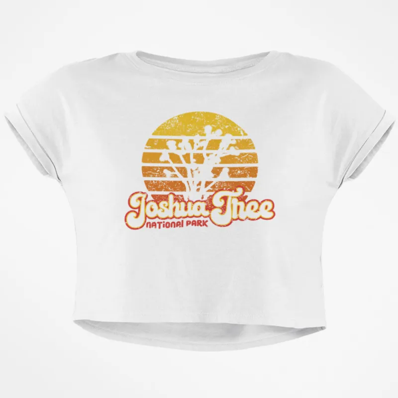 National Park Retro 70s Sunset Joshua Tree Junior Boxy Crop Top T Shirt sold by Old Glory