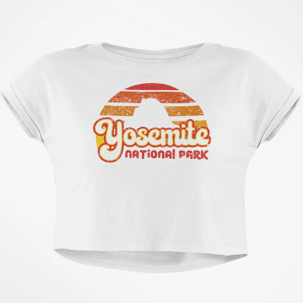 National Park Retro 70s Sunset Yosemite Junior Boxy Crop Top T Shirt sold by Old Glory