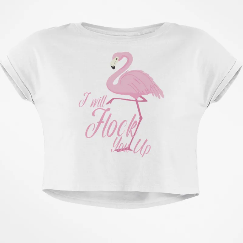 Flamingo I Will Flock You Up Junior Boxy Crop Top T Shirt sold by Old Glory