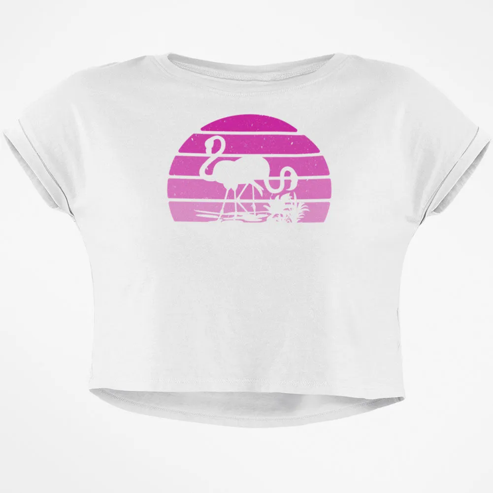 Florida Flamingo Retro Sunset Junior Boxy Crop Top T Shirt sold by Old Glory