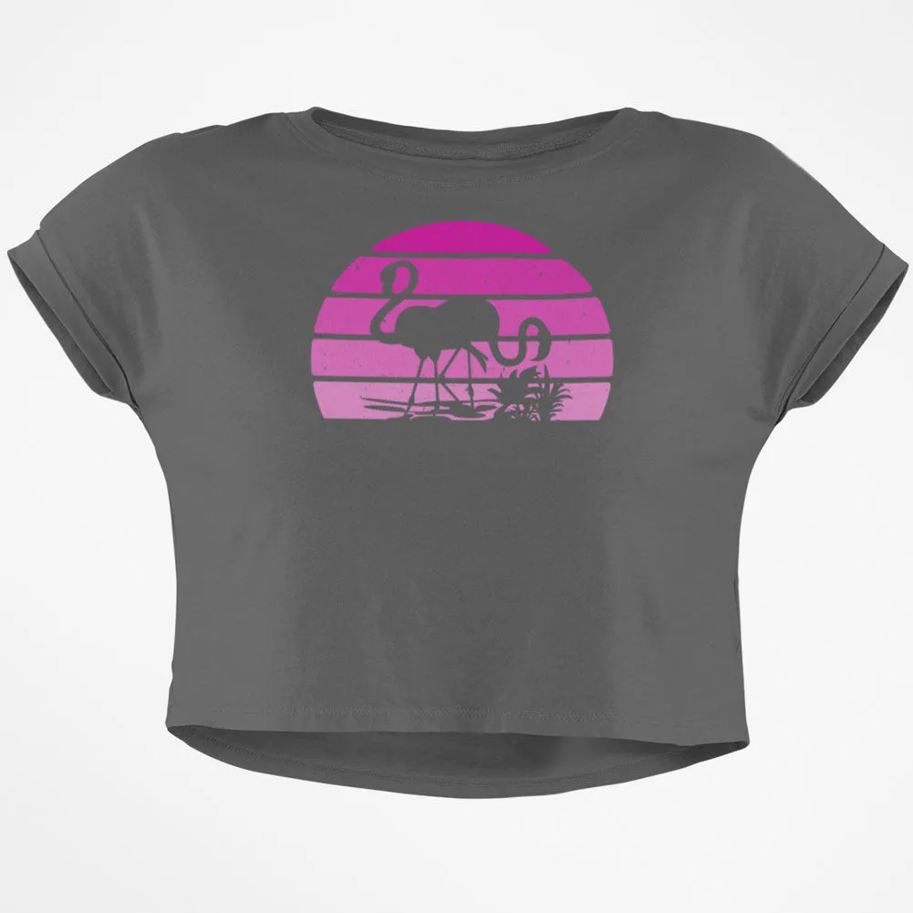 Florida Flamingo Retro Sunset Junior Boxy Crop Top T Shirt sold by Old Glory product image thumbnail 2