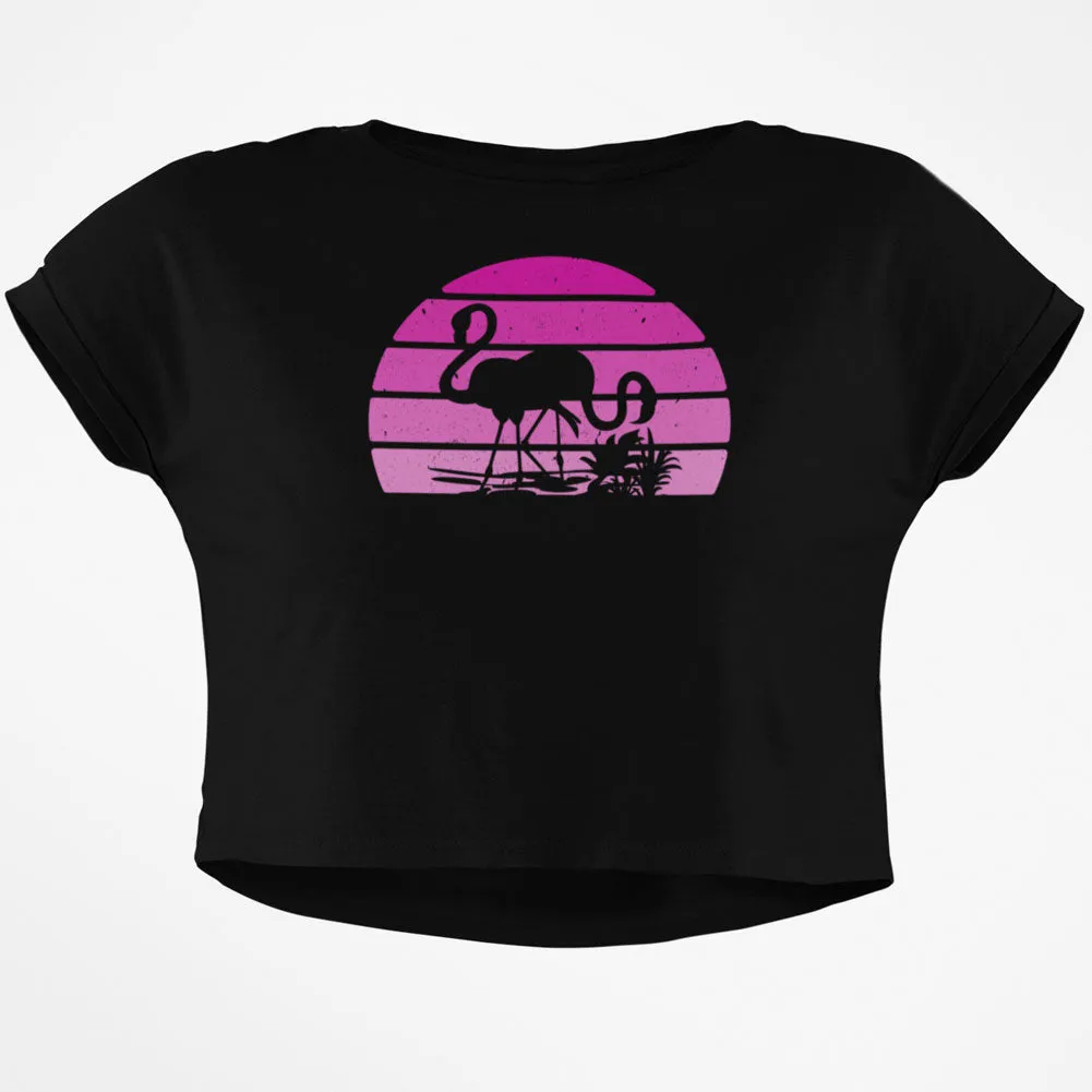 Florida Flamingo Retro Sunset Junior Boxy Crop Top T Shirt sold by Old Glory product image thumbnail 3