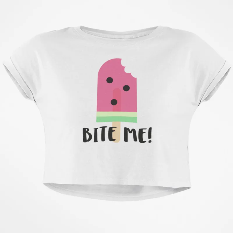 Summer Sun Ice Pop Watermelon Bite Me Junior Boxy Crop Top T Shirt sold by Old Glory