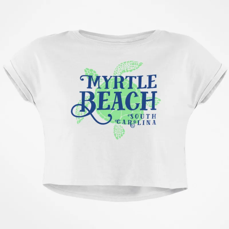Summer Sun Sea Turtle Myrtle Beach Junior Boxy Crop Top T Shirt sold by Old Glory