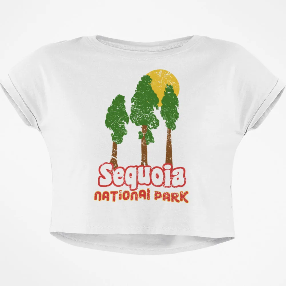 National Park Retro 70s Landscape Sequoia Junior Boxy Crop Top T Shirt sold by Old Glory