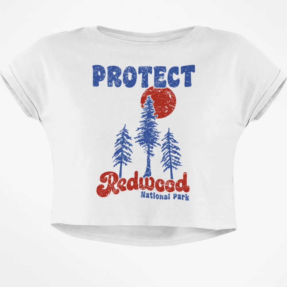 National Park Retro 70s Landscape Protect Redwood Junior Boxy Crop Top T Shirt sold by Old Glory product image thumbnail 2