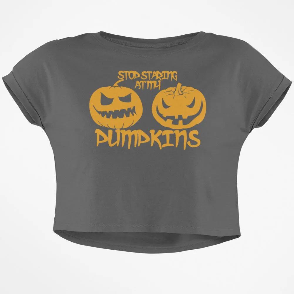 Halloween Staring at my Pumpkins Junior Boxy Crop Top T Shirt sold by Old Glory product image thumbnail 2
