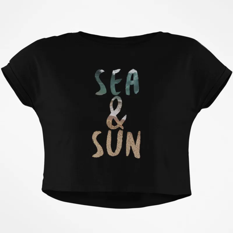 Sea and Sun Summer Beach Junior Boxy Crop Top T Shirt sold by Old Glory