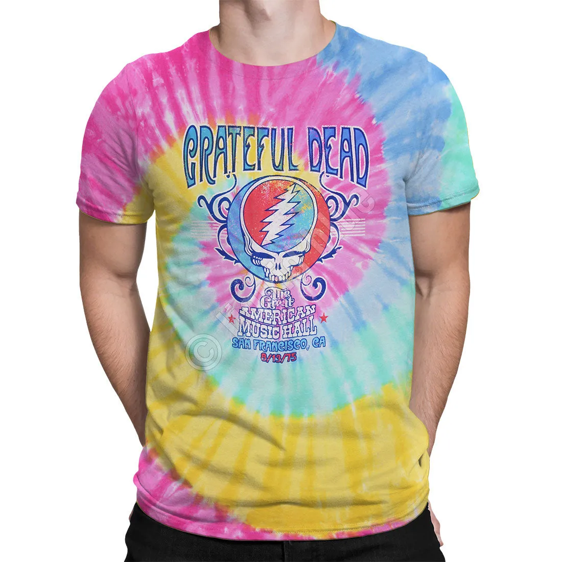 Grateful Dead - American Music Hall Spiral Tie Dye Mens T Shirt sold by Old Glory