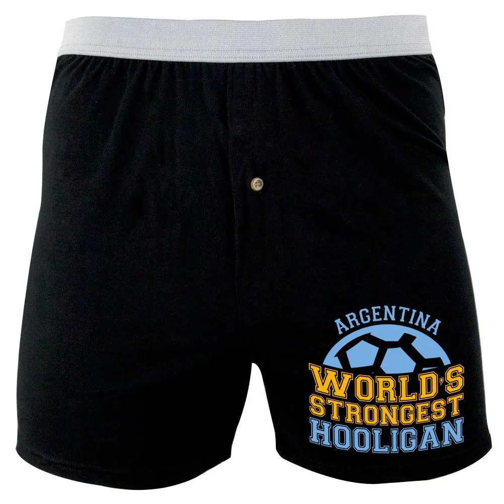 World Cup World's Strongest Hooligan Argentina Soft Knit Boxer sold by Old Glory
