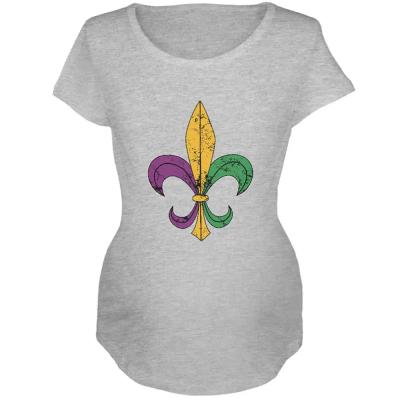 Mardi Gras Fleur De Lis Distressed Maternity Soft T Shirt sold by Old Glory