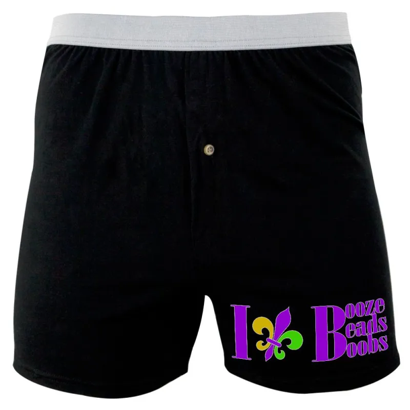 Mardi Gras Booze Beads Boobs Soft Knit Boxer sold by Old Glory