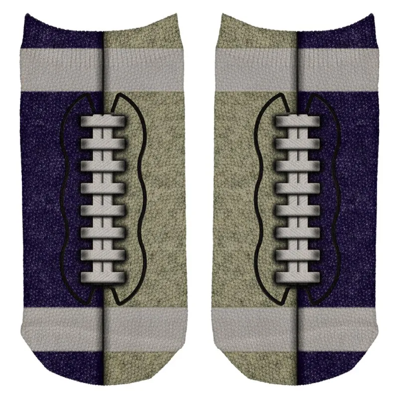 Fantasy Football Team Navy and Gold All Over Adult Ankle Socks sold by Old Glory