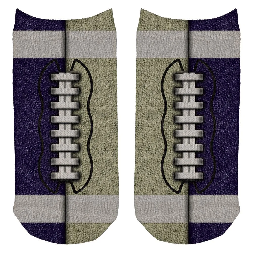 Fantasy Football Team Navy and Gold All Over Adult Ankle Socks sold by Old Glory