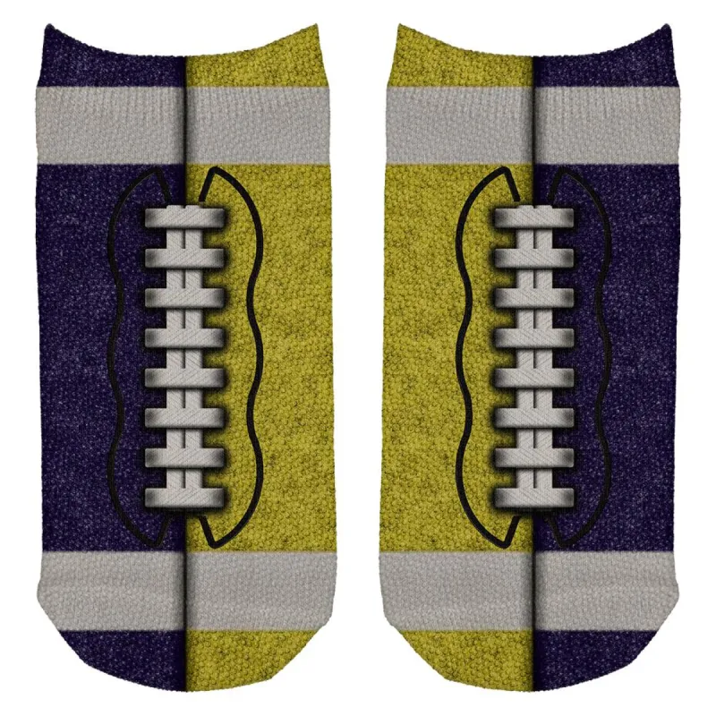 Fantasy Football Team Navy and Yellow All Over Adult Ankle Socks sold by Old Glory