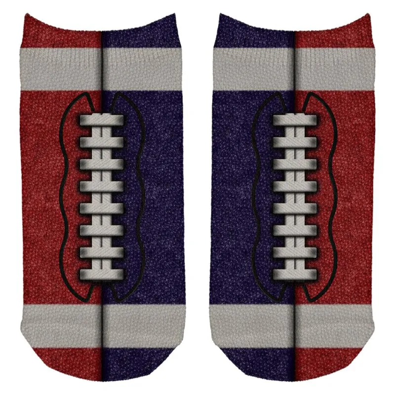 Fantasy Football Team Red and Navy All Over Adult Ankle Socks sold by Old Glory