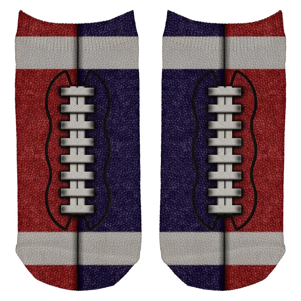 Fantasy Football Team Red and Navy All Over Adult Ankle Socks sold by Old Glory