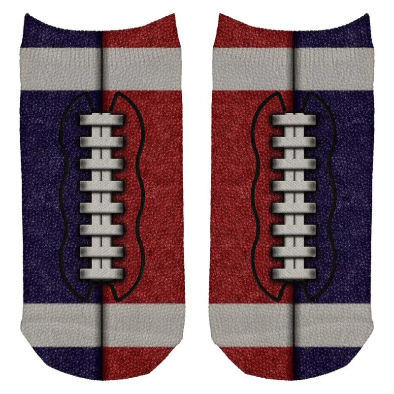 Fantasy Football Team Navy and Red All Over Adult Ankle Socks sold by Old Glory