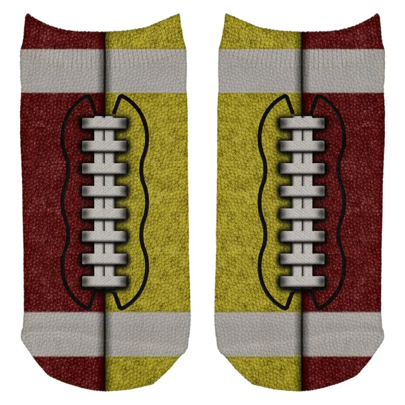 Fantasy Football Team Maroon and Yellow All Over Adult Ankle Socks sold by Old Glory