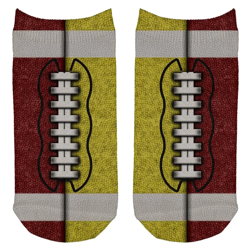 Fantasy Football Team Maroon and Yellow All Over Adult Ankle Socks sold by Old Glory