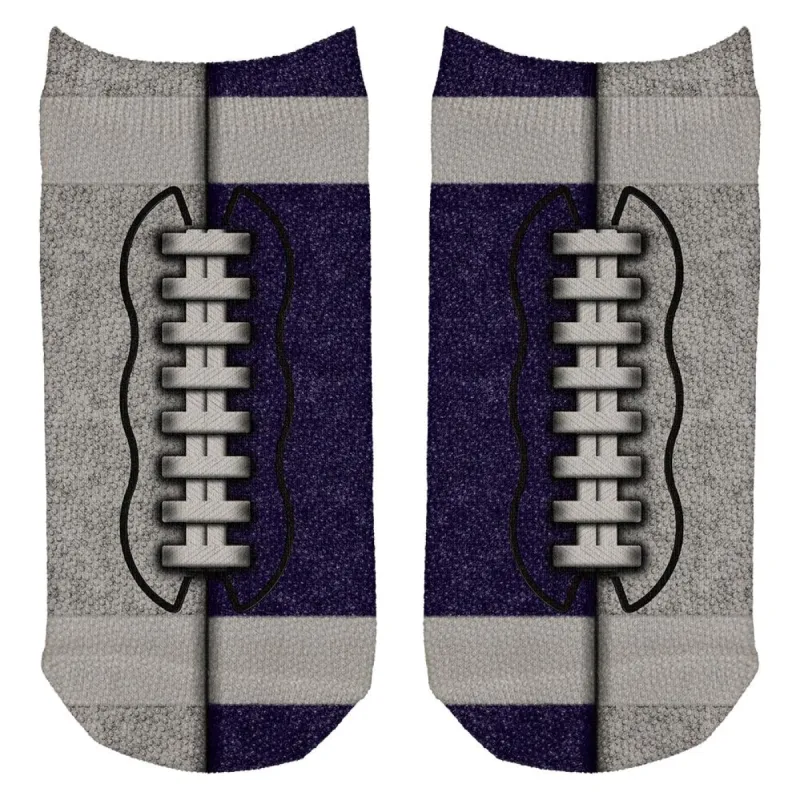 Fantasy Football Team Grey and Navy All Over Adult Ankle Socks sold by Old Glory