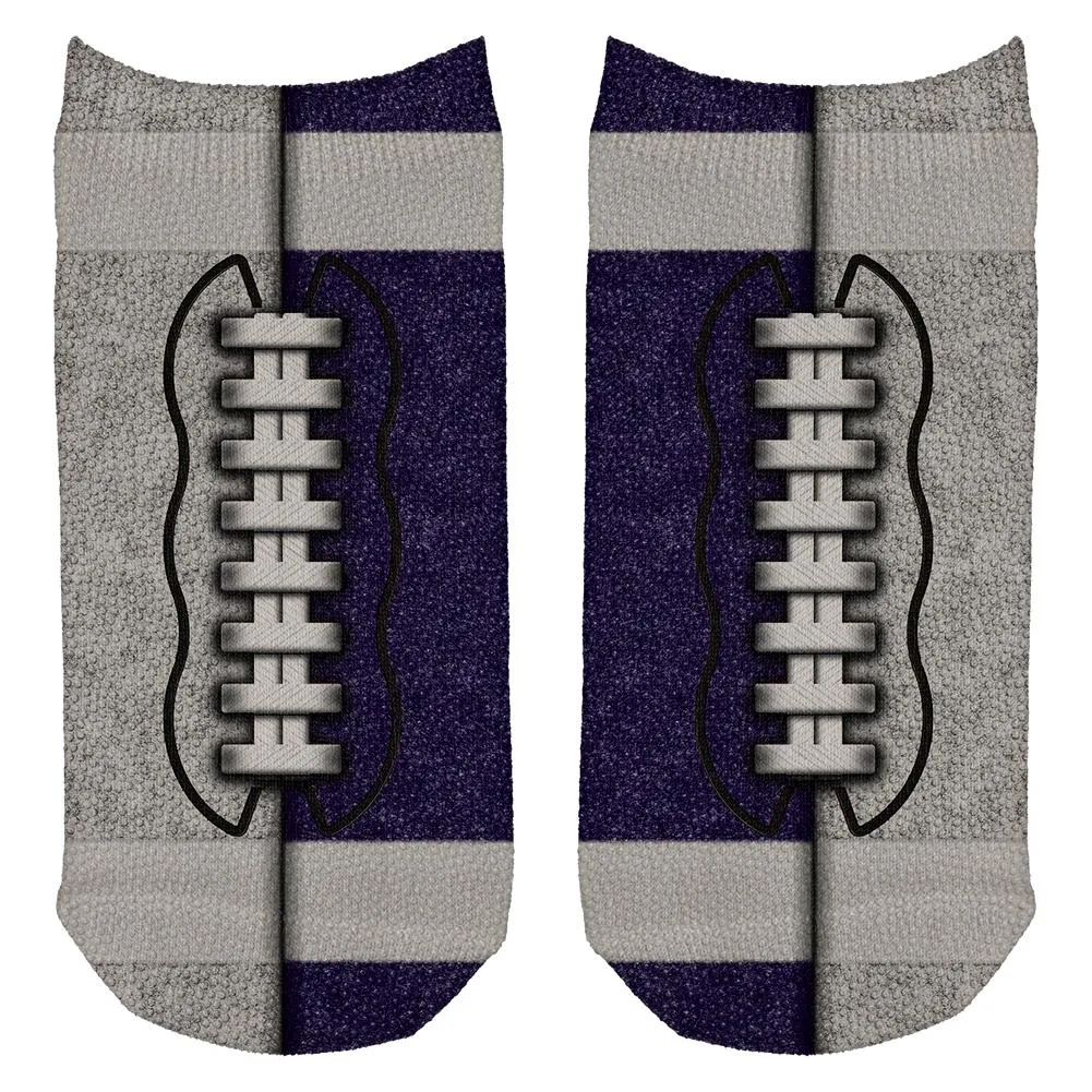 Fantasy Football Team Grey and Navy All Over Adult Ankle Socks sold by Old Glory