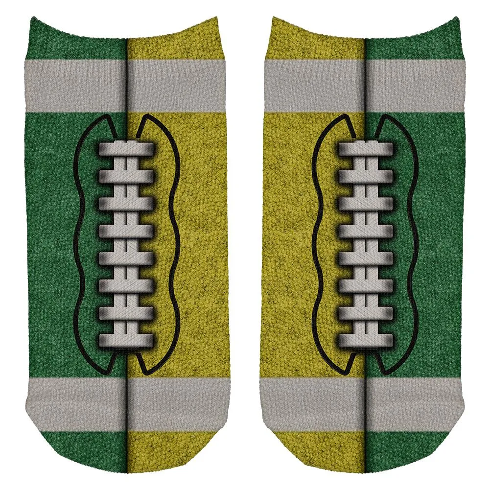 Fantasy Football Team Green and Yellow All Over Adult Ankle Socks sold by Old Glory