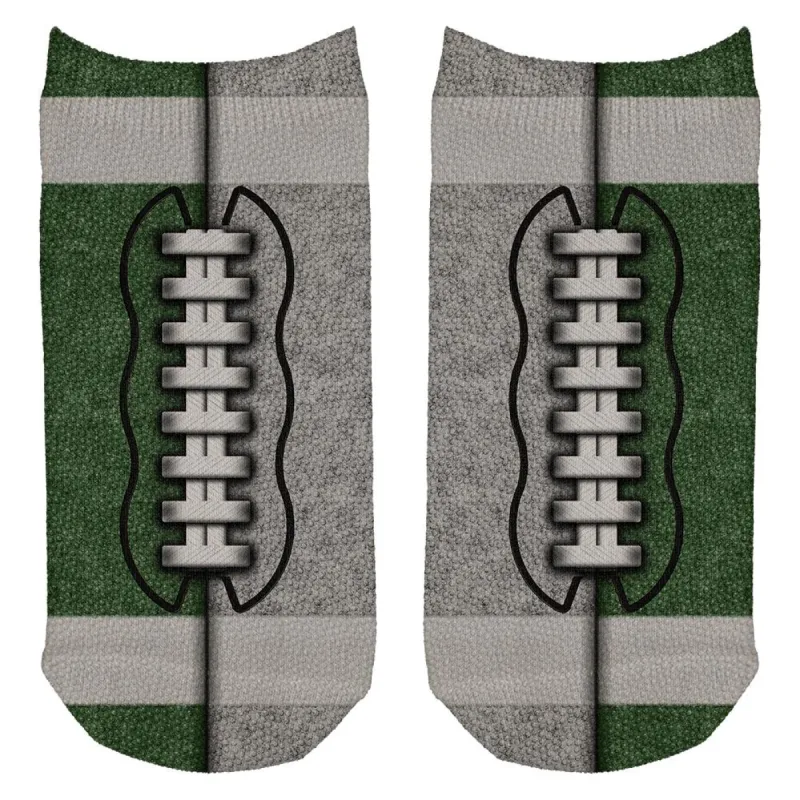 Fantasy Football Team Green and Silver All Over Adult Ankle Socks sold by Old Glory
