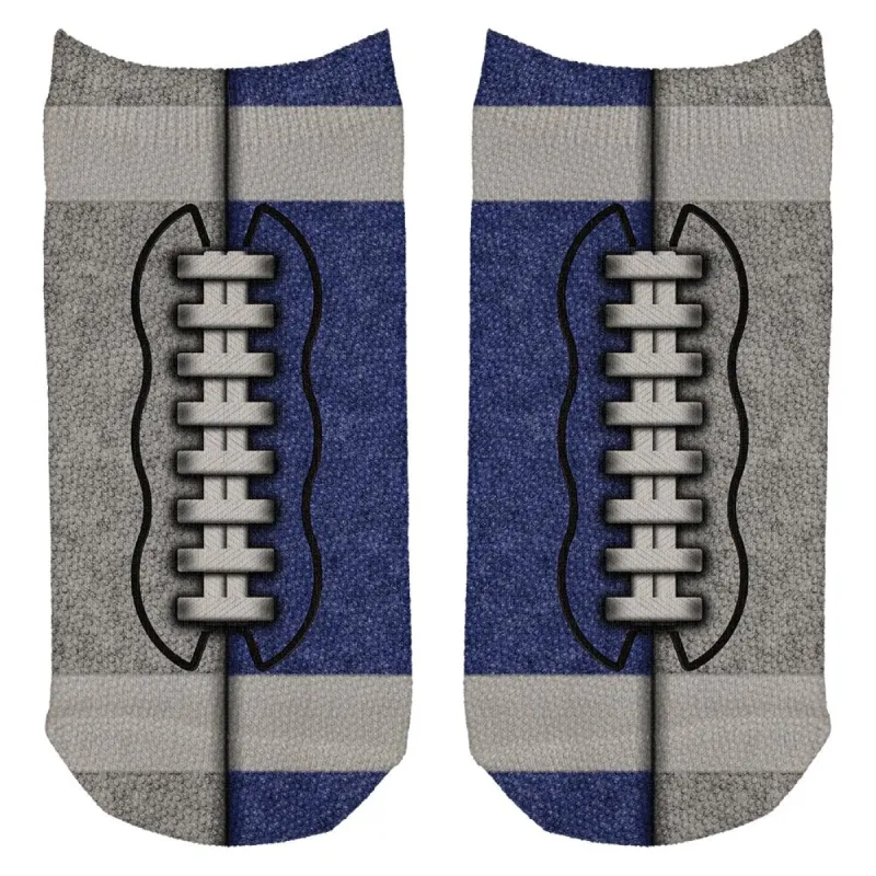 Fantasy Football Team Grey and Blue All Over Adult Ankle Socks sold by Old Glory